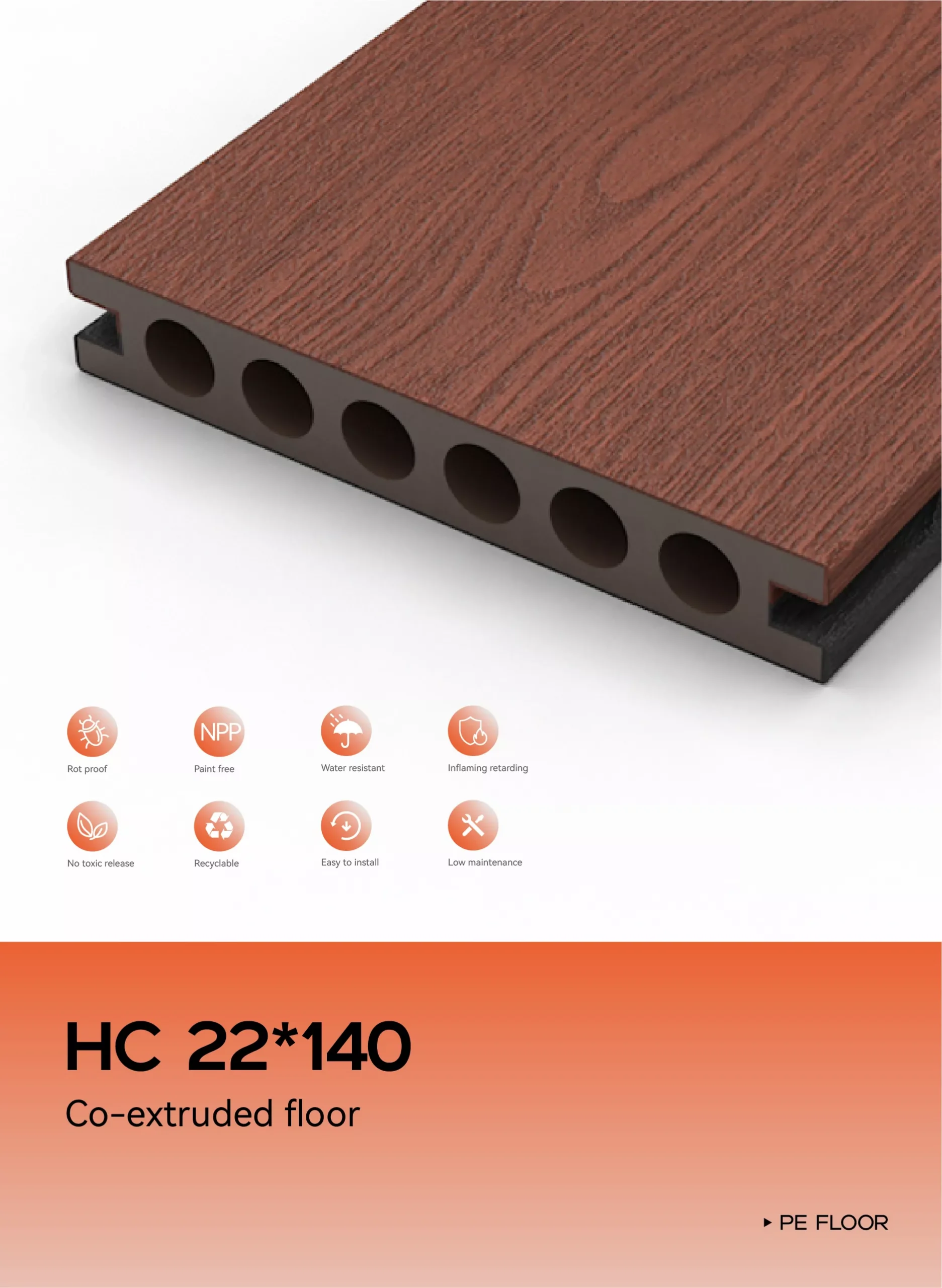 hc 22*140 co extruded floor