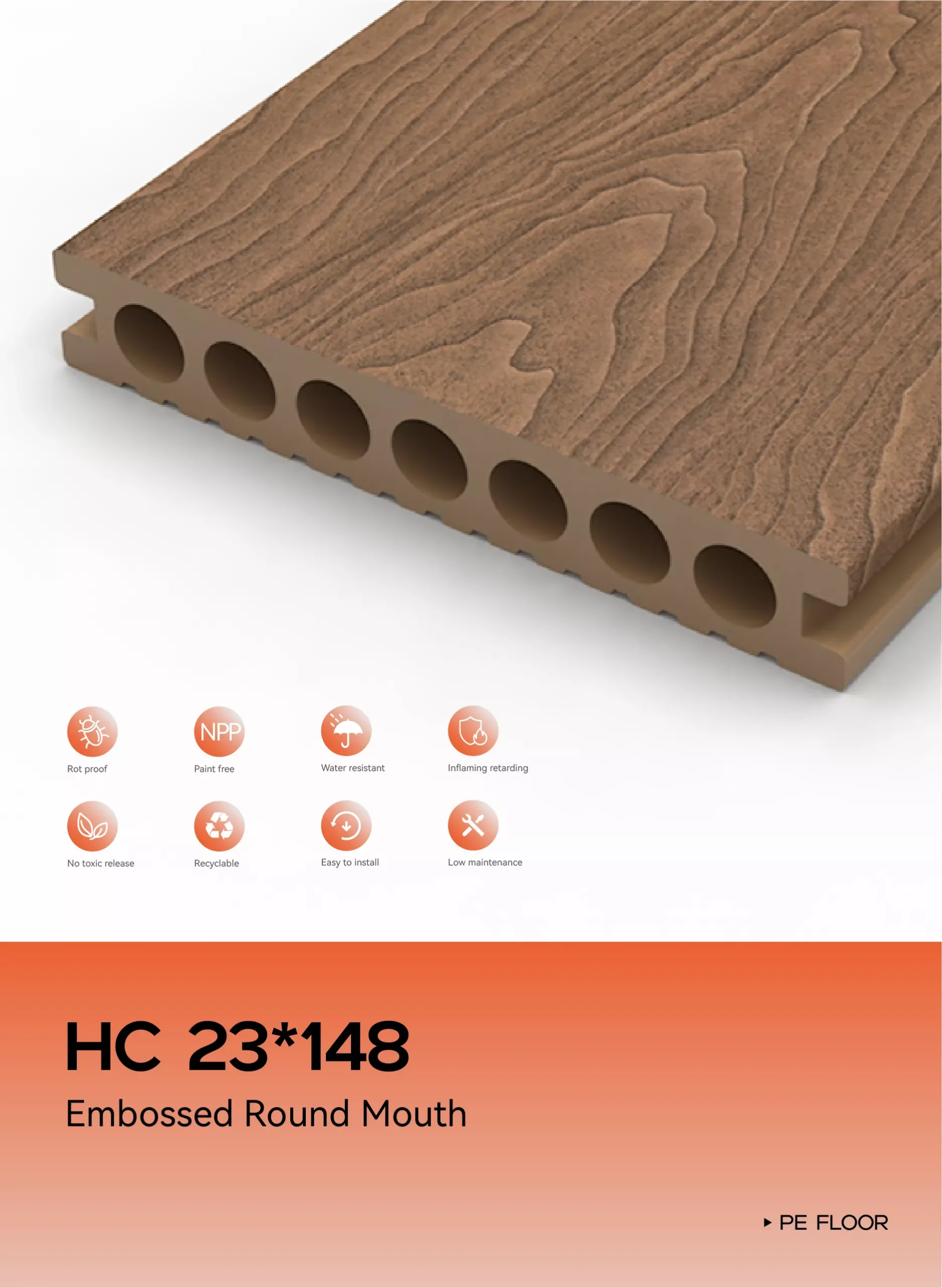 hc 23*148 embossed round mouth