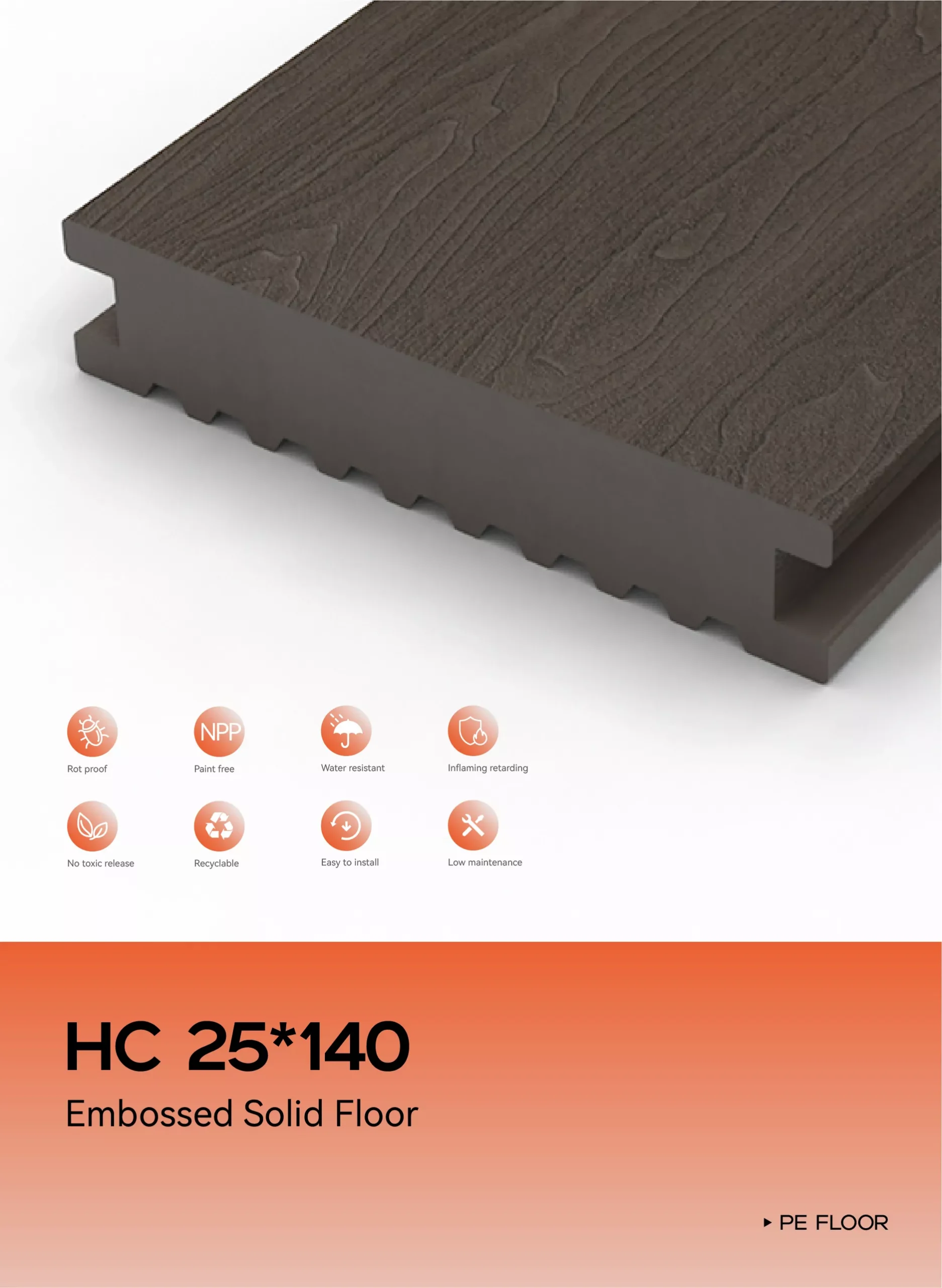 hc 25*140 embossed solid floor