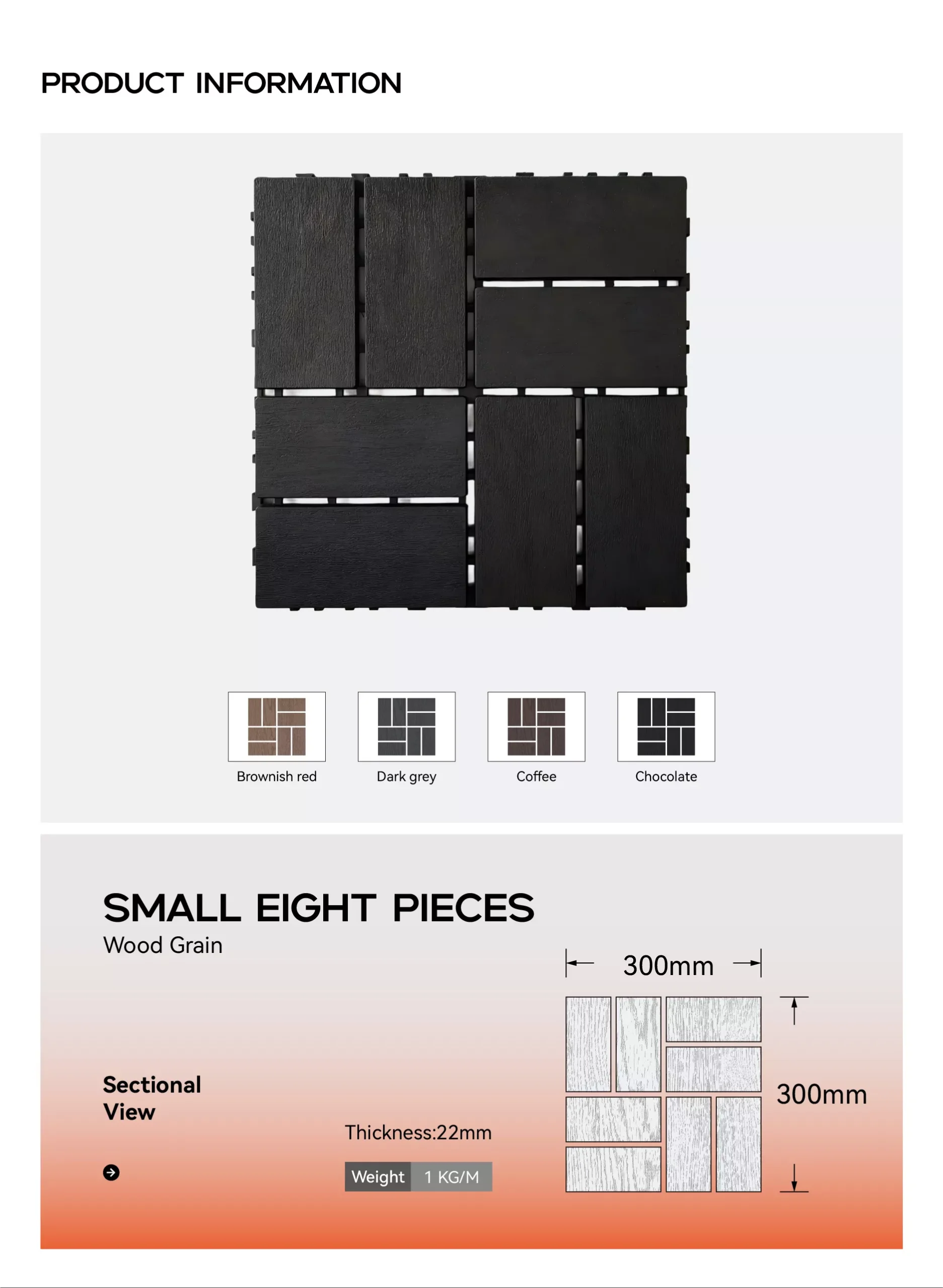 small eight pieces wood grain