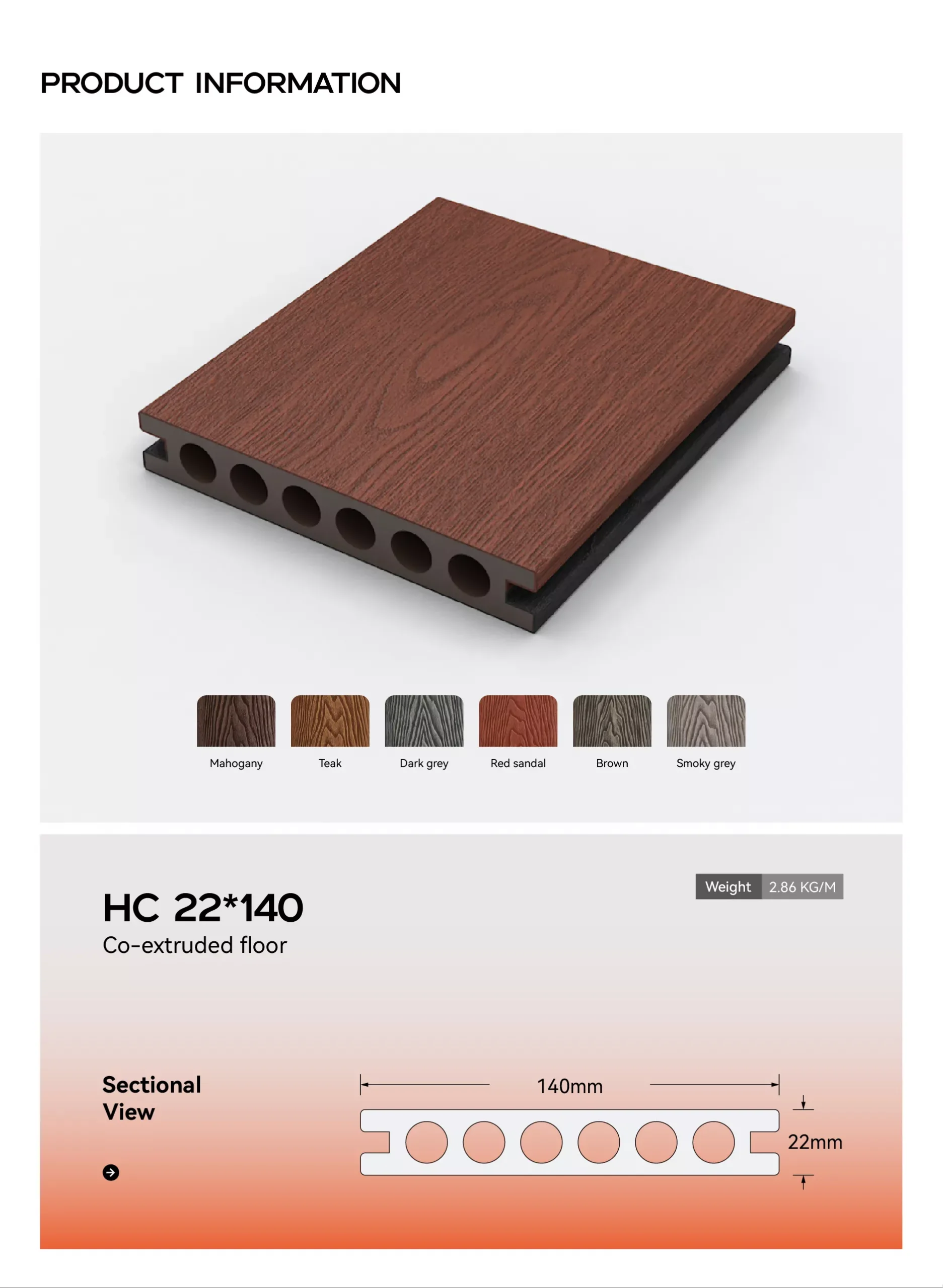 hc 22*140 co extruded floor