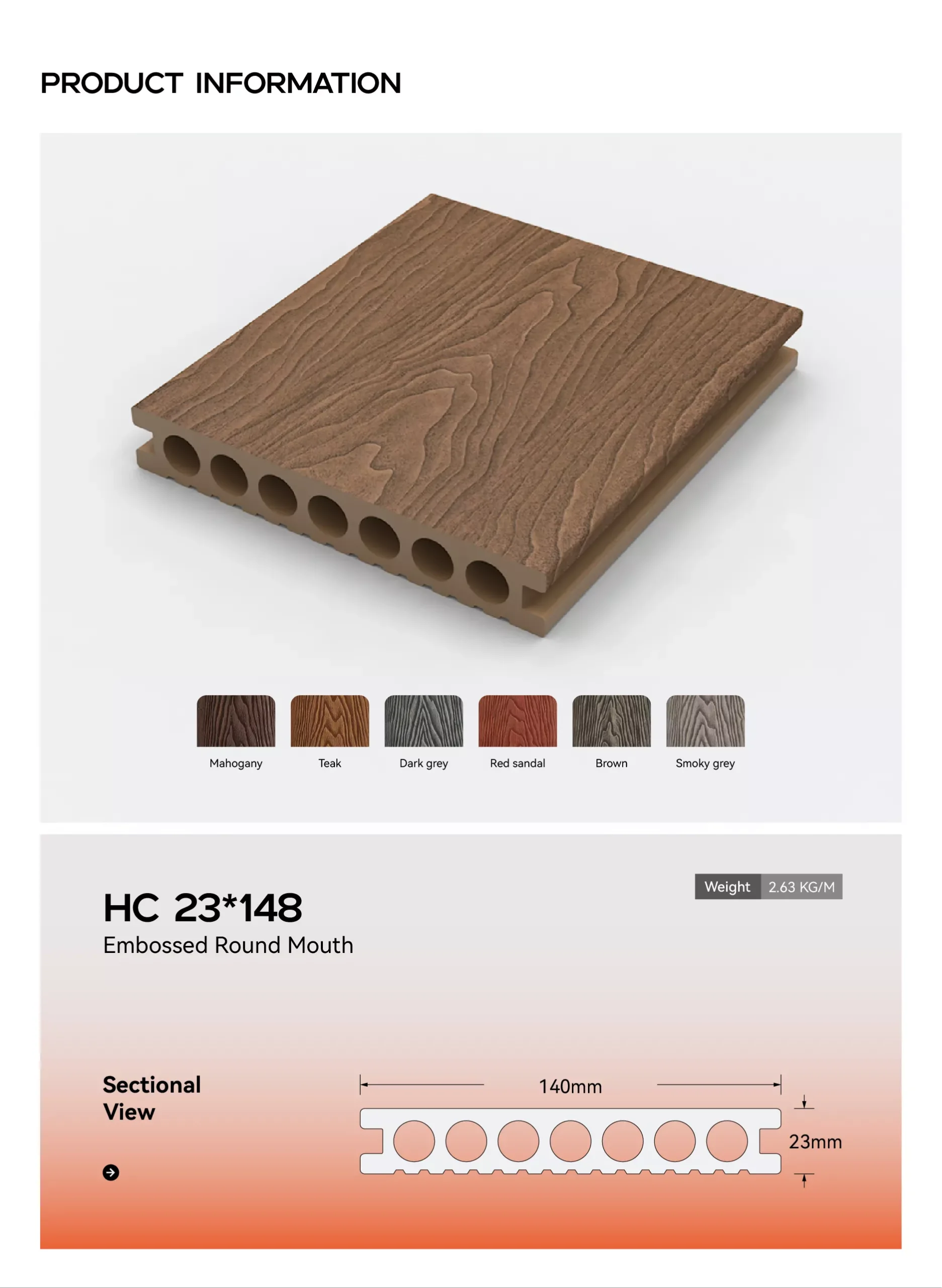 hc 23*148 embossed round mouth