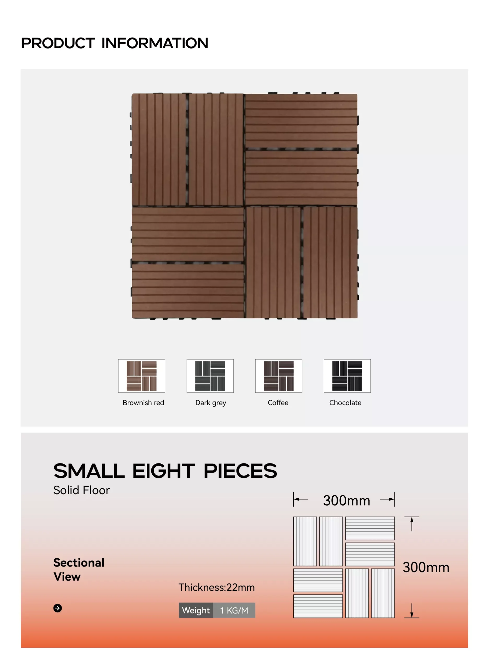 small eight pieces solid color