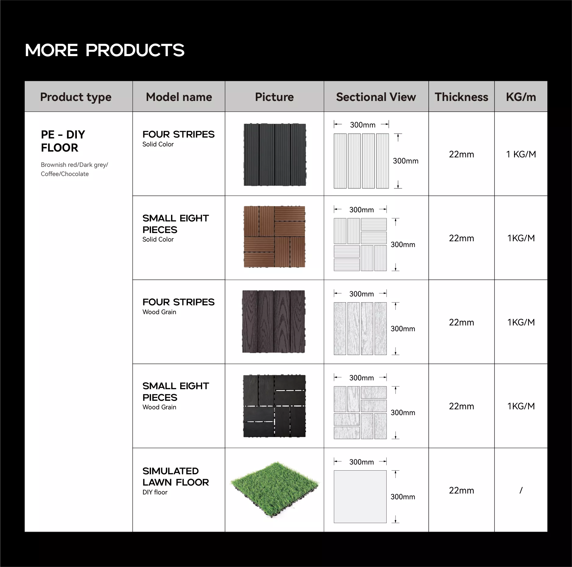 small eight pieces wood grain